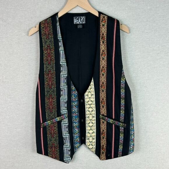 Vintage Agapo Womens Boho Vest Size S Western 90s Aztec Button Causal Abstract - Picture 1 of 9